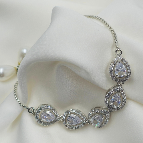 Pear Crystals American Diamond Outlined Bracelet