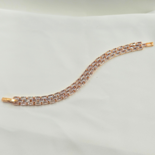 Three Layer Cubic Zircon Rose Gold Chain Tennis Bracelet