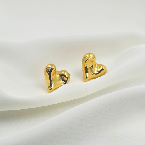 Heart Studs Gold Plated Earrings