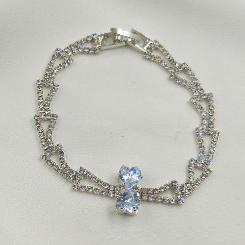 American Diamond With Stones Silver Chain Tennis Bracelet
