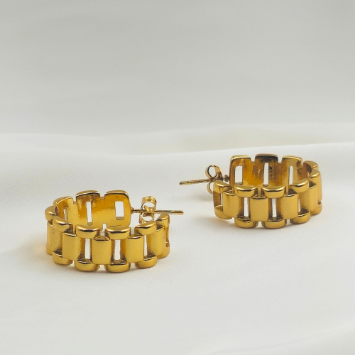 Circular Chain Hoop Gold Plated Earrings