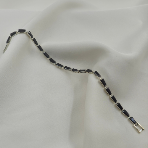 Black Silver Chain Tennis Bracelet