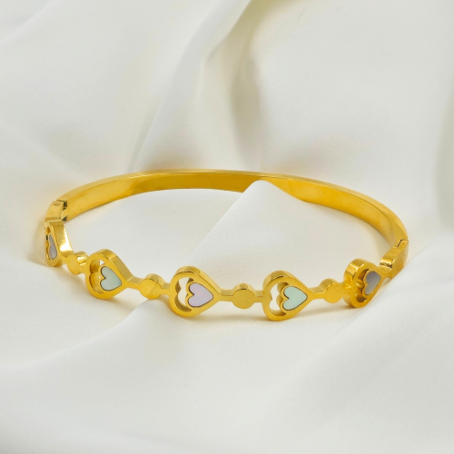 White Hearts Gold Plated Bracelet