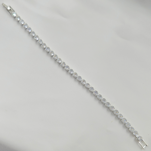 Round American Diamond Silver Chain Tennis Bracelet