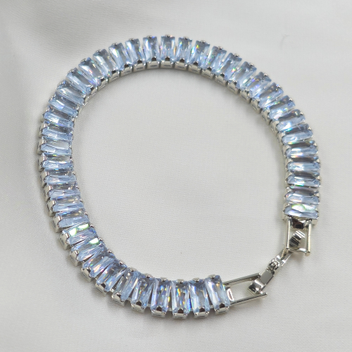 Cubic Zircon Silver Chain Tennis Bracelet