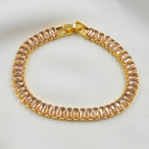 Yellow Cubic Zircon Gold Plated Tennis Bracelet