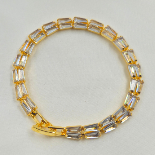 Gold Plated Cubic Zircon Double Layer Tennis Bracelet