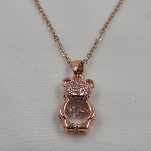 Rose Gold Teddy Bear Locket Necklace