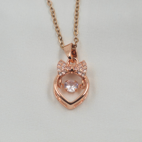 Pear with Stones Bow Locket Necklace