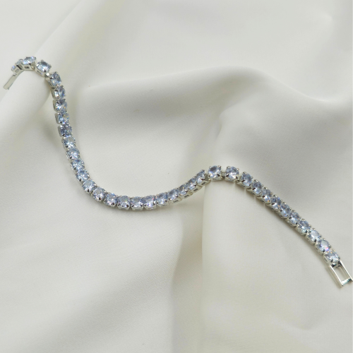 Big Crystal Silver Chain Tennis Bracelet
